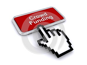 Crowd funding button on white