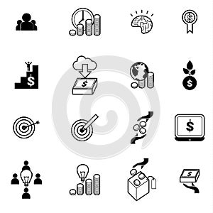 Crowd funding and investing icons set vector illustration
