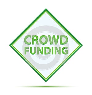 Crowd Funding modern abstract green diamond button