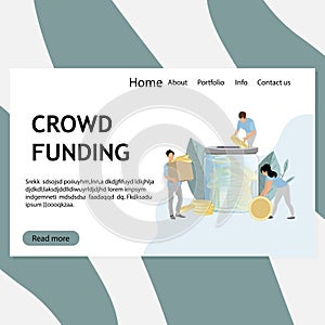 Crowd funding web page, donation and investment, donate coin and collect finance capital