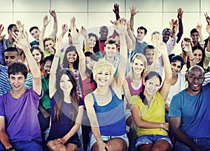 Crowd Learning Celebrating Casual Diverse Ethnic Concept