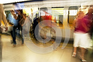 crowd at the metro station