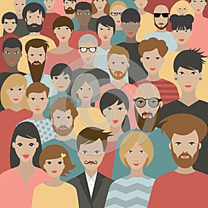 Crowd of people. A big group of different people. Vector