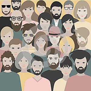 Crowd of people. A big group of different people. Vector