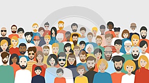 Crowd of people. A big group of different people. Vector