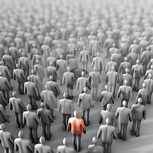 crowd of people, herd mentality concept 3D illustration