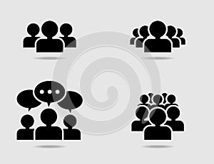 Crowd of people icon set