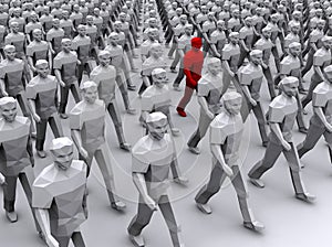 Crowd of people marching