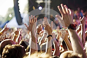 Crowd of People Raising Hands in the Air