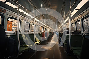 Crowd people in rush hour at subway. Generative AI