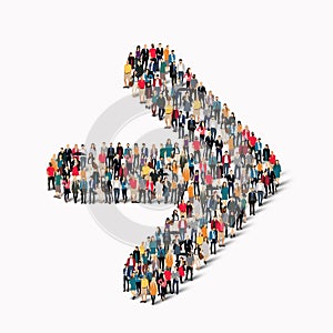 Crowd people shape arrow direction