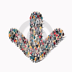 Crowd people shape arrow direction