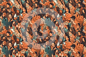 Crowd of people with smartphones, created with Generative AI technology