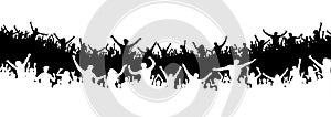 Crowd of people in the stadium. Crowd of sports fans. Silhouette vector. Banner, poster.