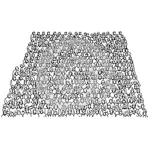 Crowd of people on stadium vector illustration sketch doodle hand drawn with black lines isolated on white background