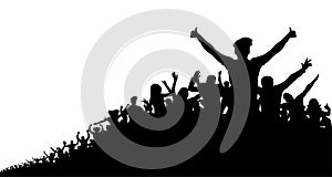 Crowd of people, vector silhouette background.