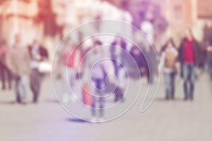 Crowd of People Walking On the Street in Bokeh