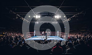 Crowd of People Watching Boxing Match