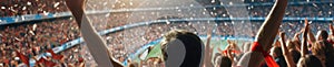 A crowd of people are watching a game in a stadium AIG41