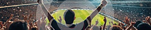 A crowd of people are watching a game in a stadium AIG41