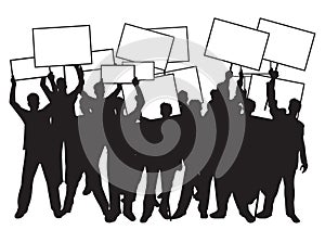 Crowd with placards.. Vector illustration decorative design