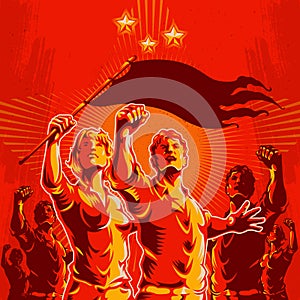 Crowd Protest Revolution Poster Propaganda Background photo