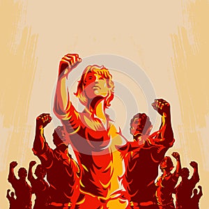 Crowd Protest Revolution Poster Propaganda Background photo