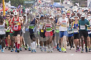 Crowd of Runners Participating in Comrades Marathon