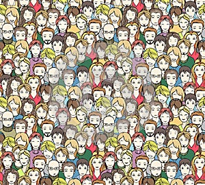Crowd, seamless pattern