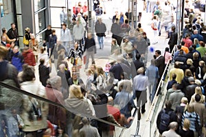 Crowd in shopping center