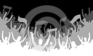 Crowd silhouette background. Soccer fan people baseball basketball football handball hockey audience tribune. Vector