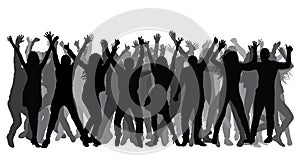 Crowd. Silhouettes of cheerful people. Vector.