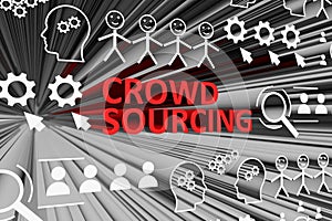 CROWD SOURCING concept blurred background 3d
