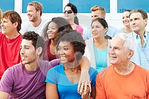 Crowd Of Spectators Watching Outdoor Sports Event