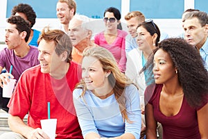 Crowd Of Spectators Watching Outdoor Sports Event