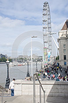 Crowd of Tourists at Londons South Bank