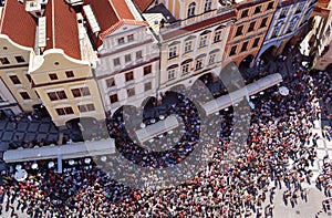 Crowd of tourists Prague