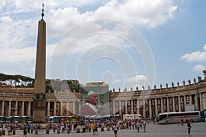 Crowd in Vatican with Pope Wojtyla