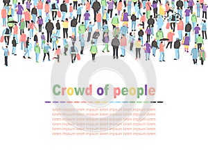 Crowd of walking people vector background. people group