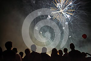 Crowd watching fireworks