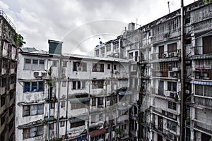 Crowded apartments in Yangon, Myanmar