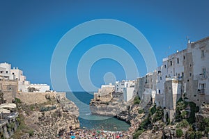 Crowded beach, Polignano a Mare, Puglia, Italy