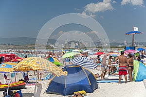 Crowded beach in summer