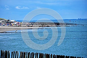 A crowded beach on a summer day