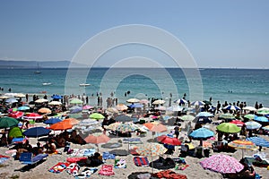 Crowded beach in summer