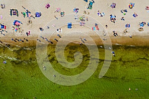 Crowded beach during summertime