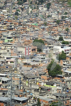 Crowded Brazilian Hillside Favela Shanty Town Rio de Janeiro Brazil