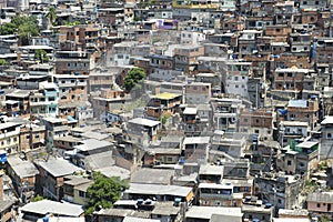 Crowded Brazilian Hillside Favela Shanty Town Rio de Janeiro Brazil