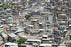 Crowded Brazilian Hillside Favela Shanty Town Rio de Janeiro Brazil photo
