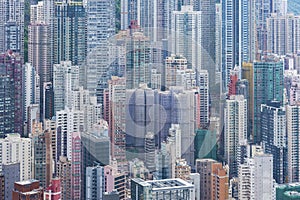 Crowded buildings in Hong Kong city